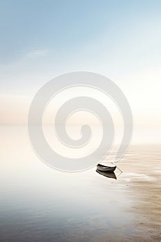 AI GENERATIVE, abstract boat landscape in the sea, pastel tones, blue hour, long exposure