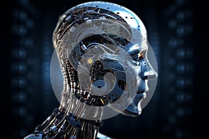 Ai Generative Artificial intelligence robot. Futuristic technology concept. 3D Rendering