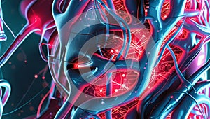 Neurons which digitalized and emboss microchips: showcasing the tech's essence.