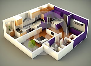 Ai Generative Beautiful 3D Renderings of House and Apartment Floor Plans