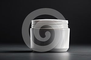 Ai Generative Blank white cosmetic cream jar mockup on black background. 3d rendering