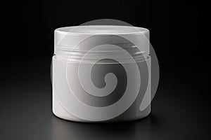 Ai Generative Blank white cosmetic cream jar mockup on black background. 3d rendering