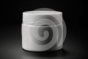 Ai Generative Blank white cosmetic cream jar mockup on black background. 3d rendering