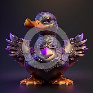 Ai Generative Brightly Colored Realistic Rubber Duck Toy with a Happy Expression