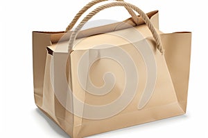 Ai Generative Brown paper shopping bag isolated on white background. Shopping concept