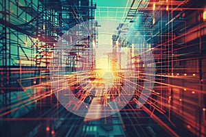 ai generative building construction illustration