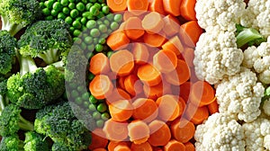 Colorful array of fresh vegetables, top view.