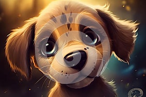 Ai Generative Cute chihuahua puppy with blue eyes in sunset light