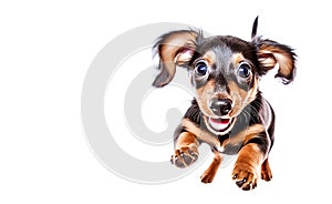 AI generative. Dachshund puppy on a white