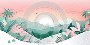 AI Generative Digital Art Papercut Landscape Forest Nature Pastel Color