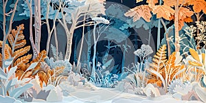 AI Generative Digital Art Papercut Landscape Forest Nature Pastel Color