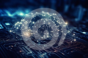 Ai Generative Digital technology background image with connection lines and dots. 3d rendering