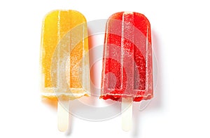 AI generative. Fruit popsicles isolated on a white