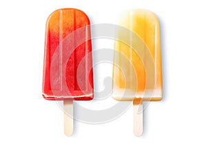 AI generative. Fruit popsicles isolated on a white