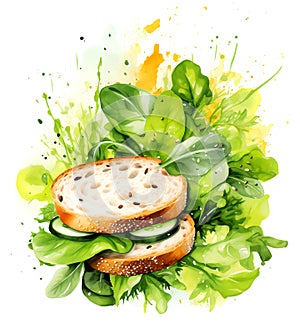 Ai generative healthy food, sandwich illustration