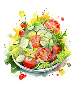 Ai generative healthy food, vegetable vegetarian salad