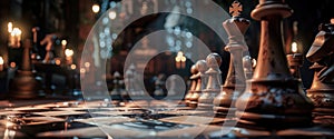 illustration of a chess game in cinematic style