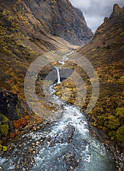AI Generative image based on Svartifoss Waterfall in Iceland photo
