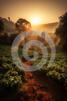 AI generative image of coffee plantation in Kenya