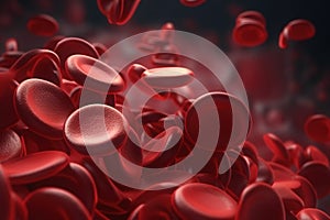 AI Generative image of red blood cells clotting concept for Vascular anatomy overview, Microbiology in health and disease, Red