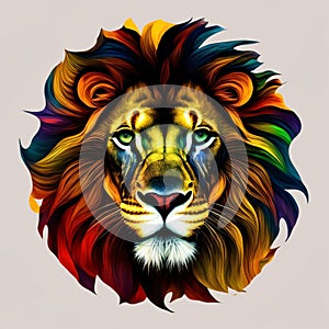 AI generative lion isolated on white. Generative AI