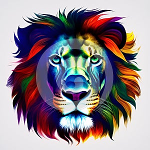 AI generative lion isolated on white. Generative AI