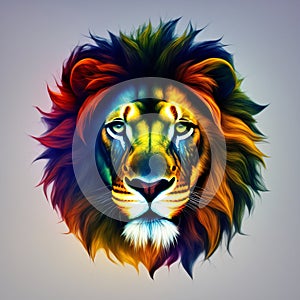 AI generative lion isolated on white. Generative AI