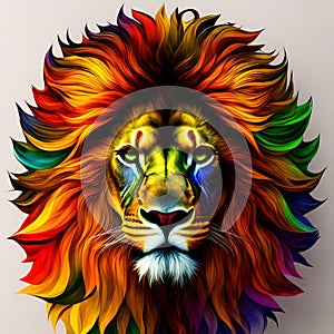 AI generative lion isolated on white. Generative AI