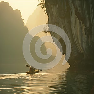 AI generative photography,a boat at an island sea beach