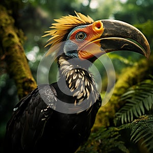 AI generative photography hornbill,Oriental Pied Hornbill. Oriental pied hornbill