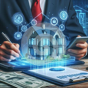 ai generative real estate business illustration.housing market