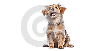 AI generative. Reddish havanese puppy dog on white