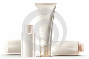 Ai Generative Set of cosmetic bottles on a white background mockup. 3d illustration