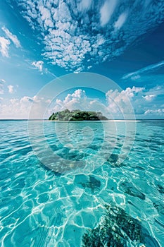 a small cute island in a turquoise clear ocean photo