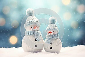 Ai generative. Snowman in winter sceenery with copy space