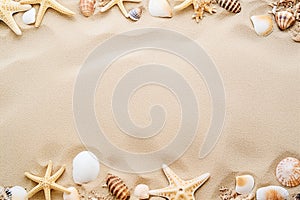 Ai generative. Summer beach with strafish and shells