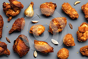 Ai Generative Tasty Fried Chicken Chunks with a Crispy and Flaky Texture