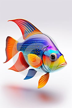 ai generator, artificial intelligence, neural network image. colorful sea fish on a white background. abstraction