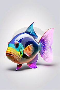 ai generator, artificial intelligence, neural network image. colorful sea fish on a white background. abstraction