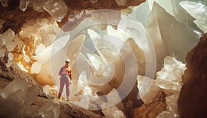 AI generator image of Inside the world largest crystal cave.