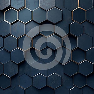 AI generator image of dark blue hexagonal pattern