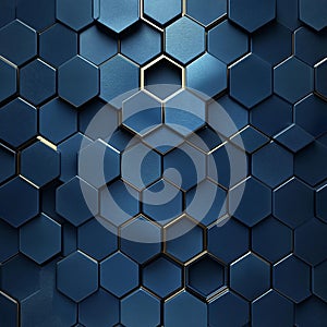 AI generator image of dark blue hexagonal pattern