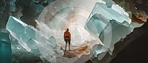 AI generator image of Inside the world largest crystal cave.