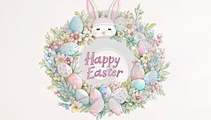 AI generator image of rabbit Ester eggs,Colorful Ester eggs