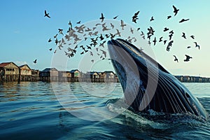 AI generator image of whale,Bryde\'s whale, Eden\'s whale in ocean photo
