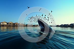 AI generator image of whale,Bryde\'s whale, Eden\'s whale in ocean photo