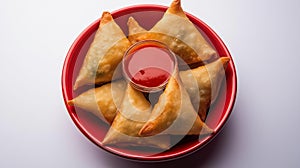 AI generator images of triangular samosas