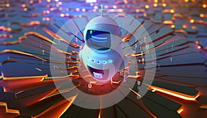 AI and global data. Robot, chat bot, android and digital evolution of robotics