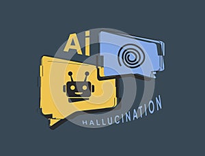 AI Hallucination concept. LLM misinterprets, AI errors. Illustrating Artificial Intelligence and Big Data Hallucination
