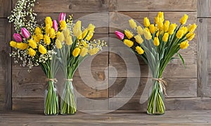 bunch yellow tulipps photo